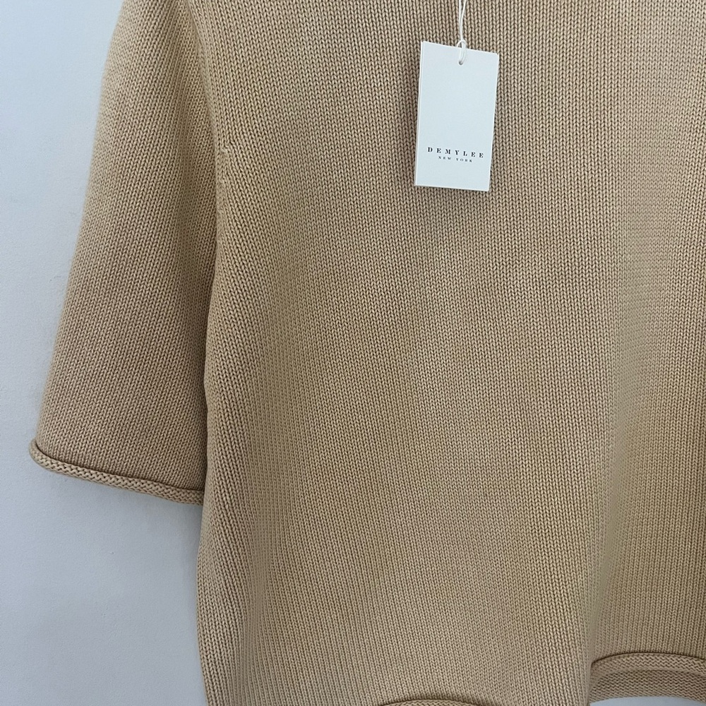 Demylee 100% cotton Ezra bone cream short sleeve sweater top medium - Picture 5 of 5